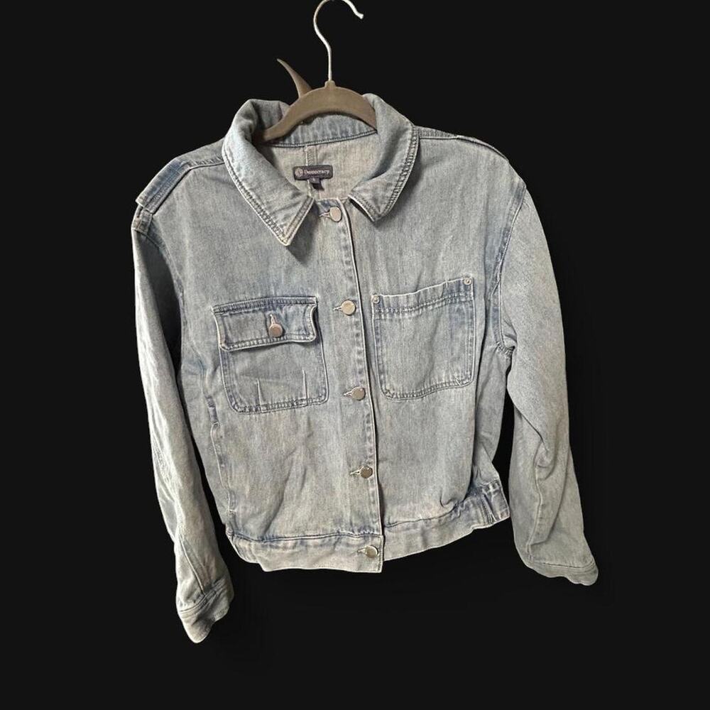 Democracy large relaxed boxy short fit light blue denim jacket